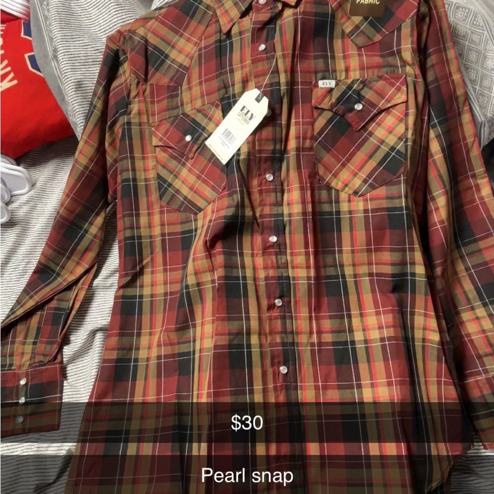 Ely Cattleman Red and Yellow Plaid Button Down Shirt